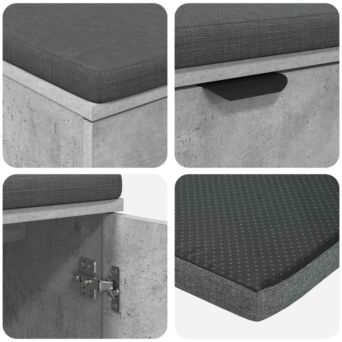 Hallbænk med dør BetonGrå 100 x 38 x 46 cm Kunstigt træ og stof
