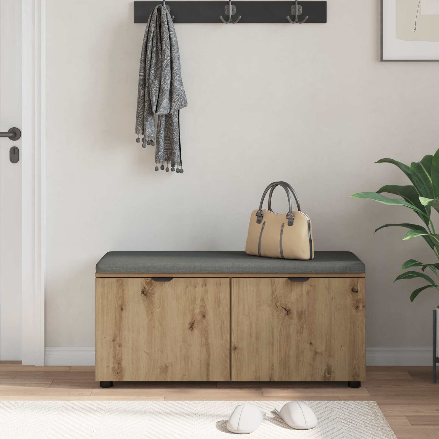 Hallbænk Artisan Eg 100 x 38 x 46 cm Kunstigt træ og stof