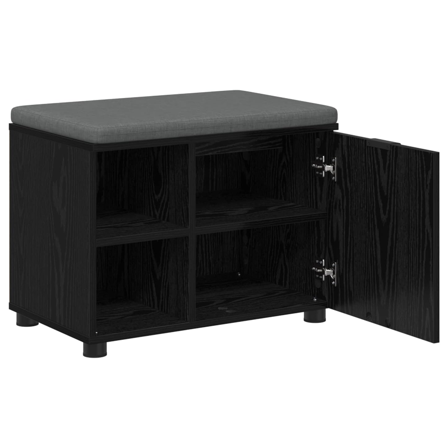 Hallbænk med pude Sort Eg 60 x 38 x 46 cm Kunstigt træ og stof