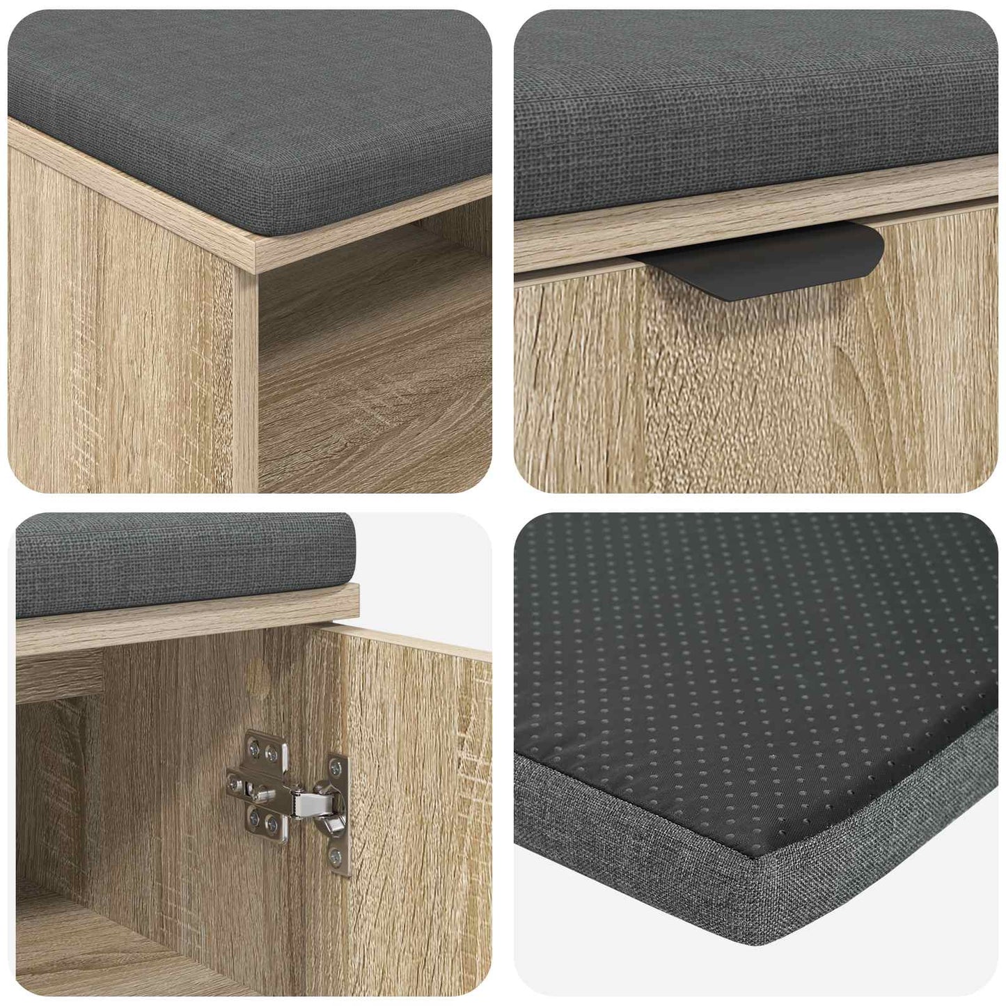 Hallbænk med dør Sonoma eg 80 x 38 x 46 cm Kunstigt træ og stof
