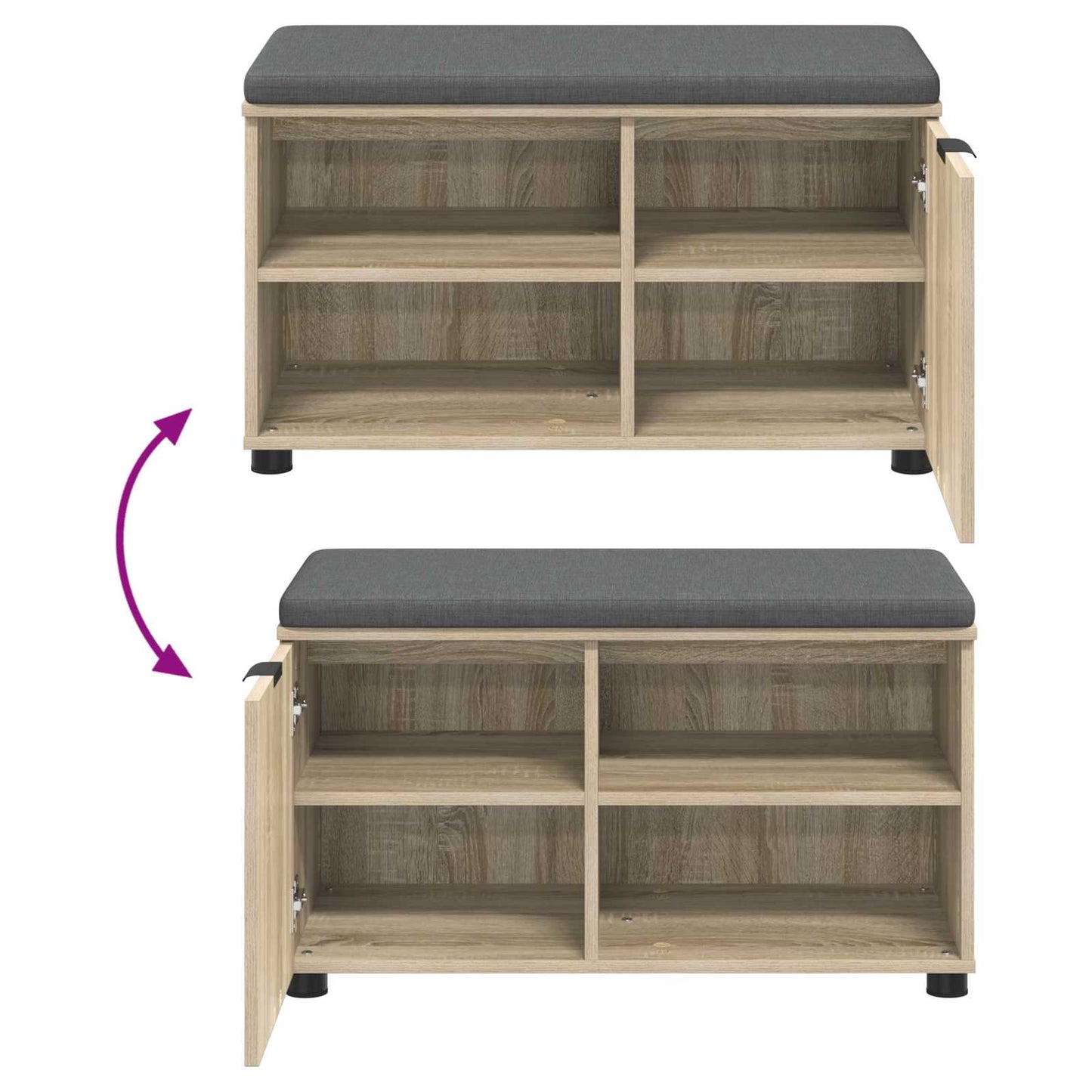 Hallbænk med dør Sonoma eg 80 x 38 x 46 cm Kunstigt træ og stof