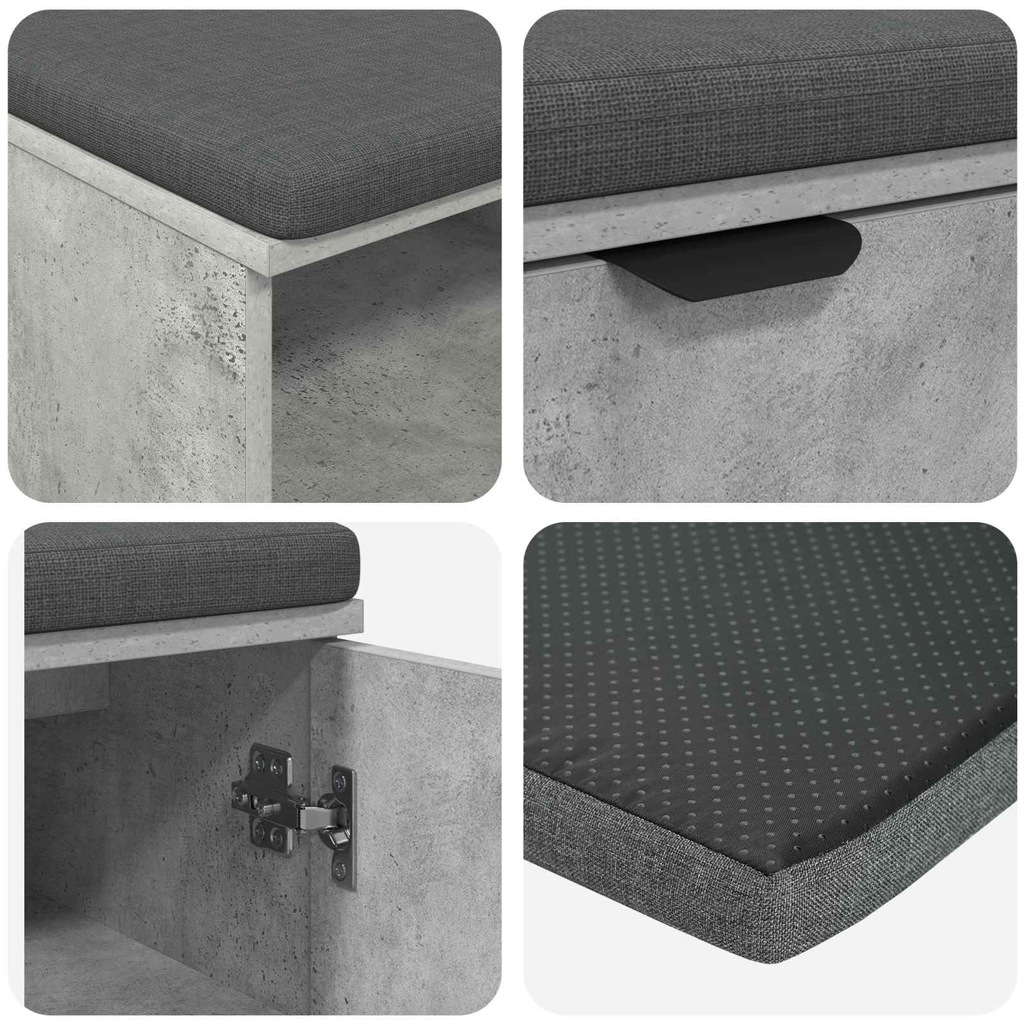 Hallbænk med pude BetonGrå 80 x 38 x 46 cm Kunstigt træ og stof