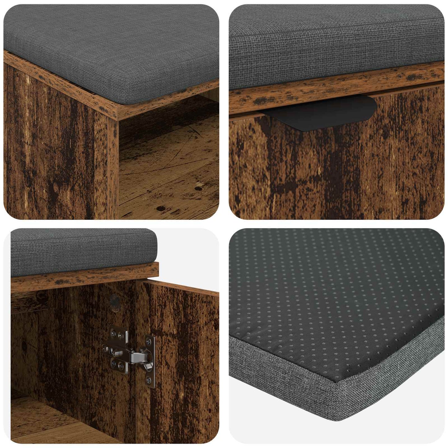Hallbænk Gammelt træ 100 x 38 x 46 cm Kunstigt træ og stof