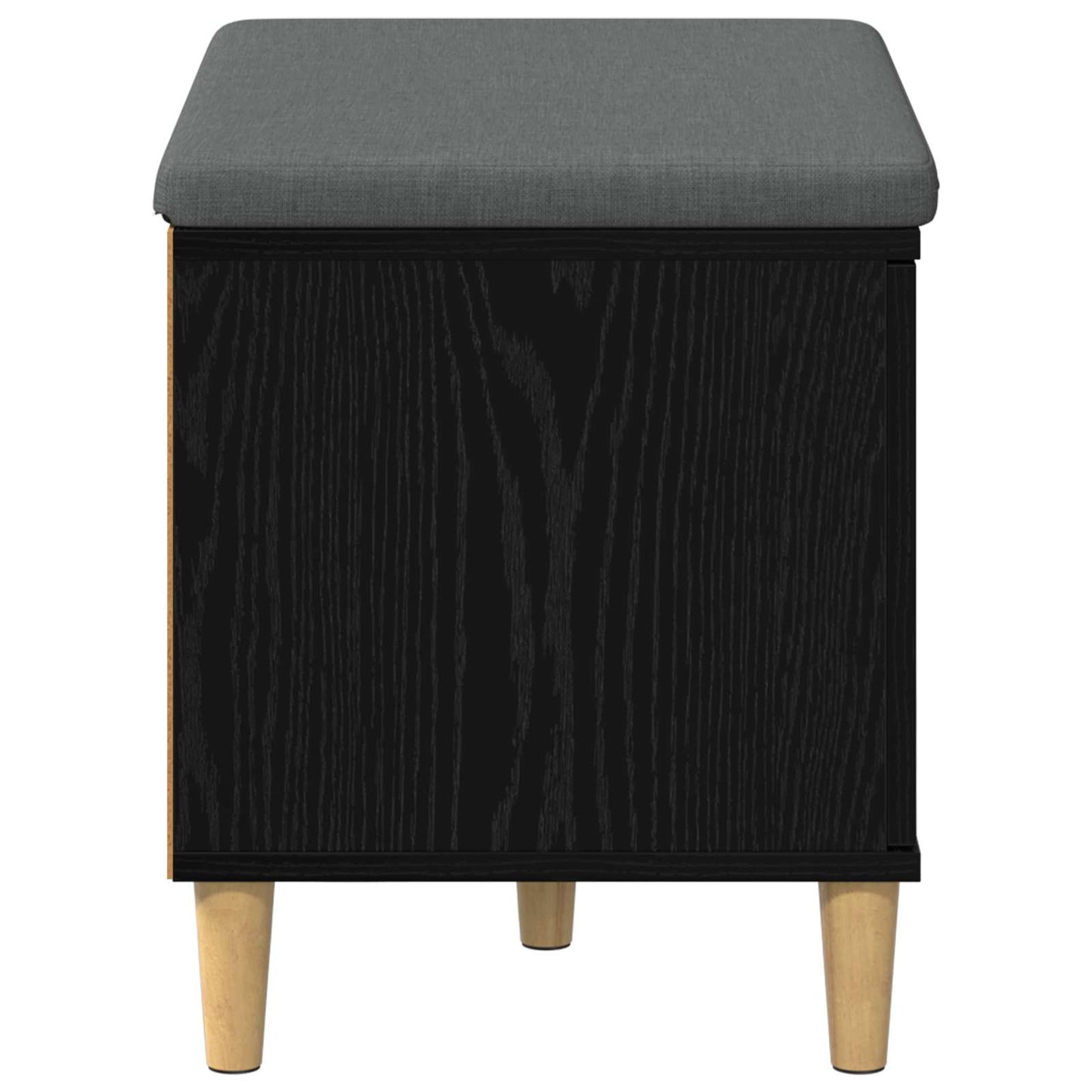 Hallbænk med pude Sort Eg 60 x 38 x 46 cm Kunstigt træ og stof