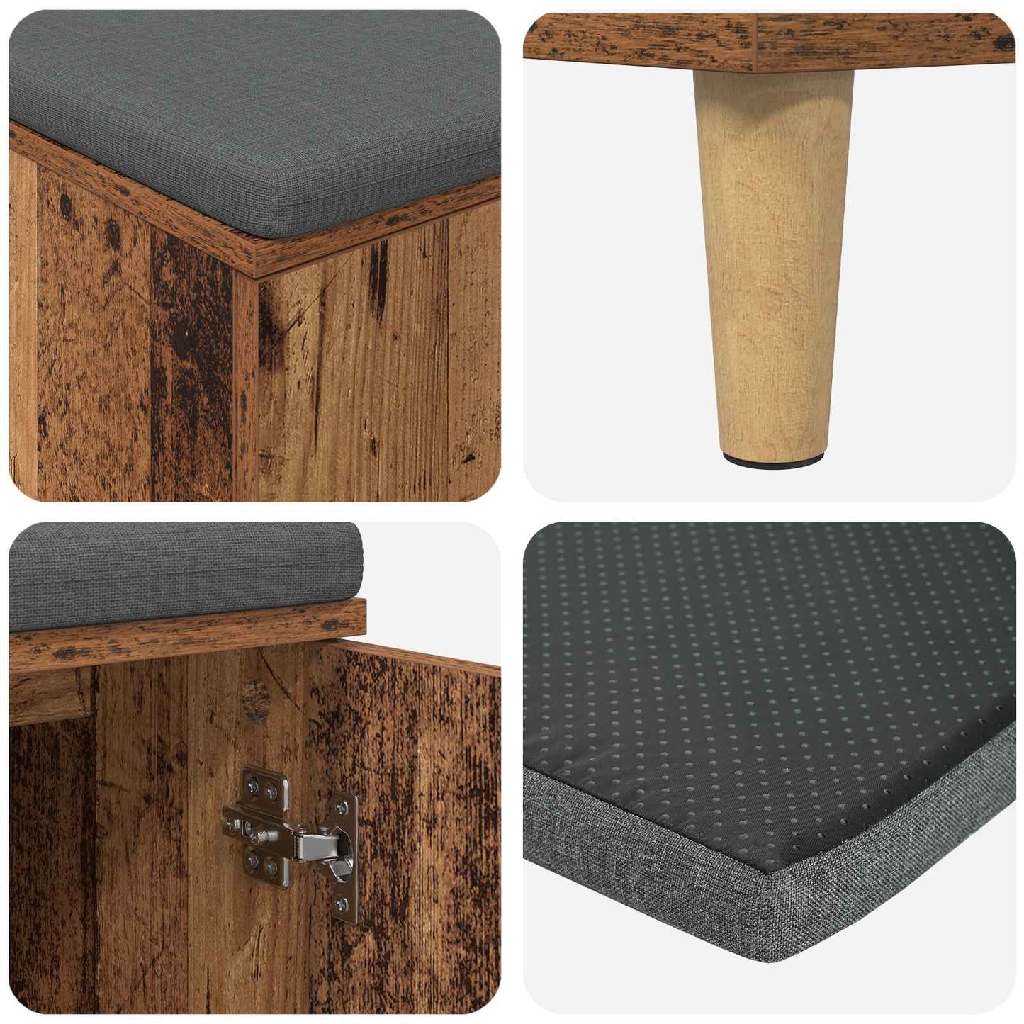 Hallbænk Gammelt træ 60 x 38 x 46 cm Kunstigt træ og stof