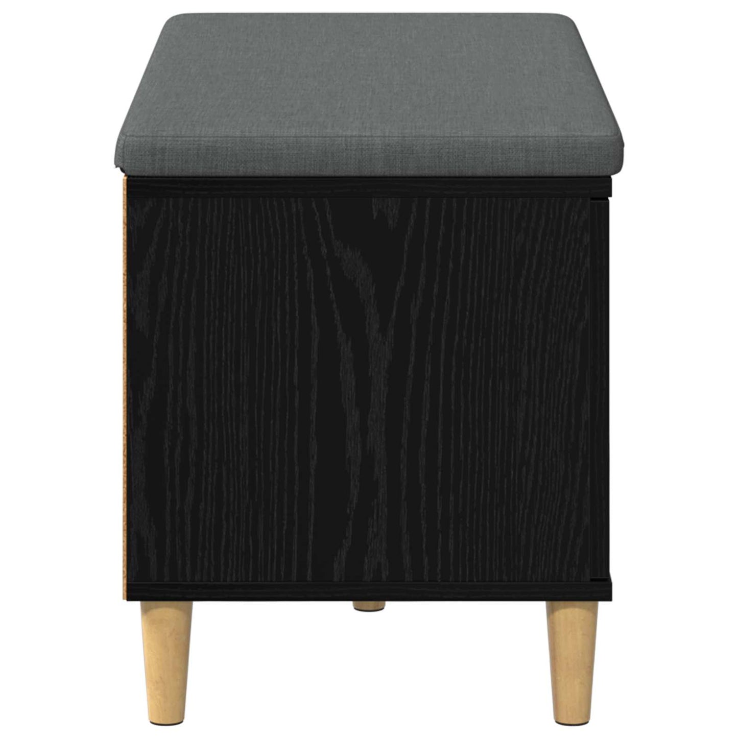 Hallbænk med pude Sort Eg 80 x 38 x 46 cm Kunstigt træ og stof