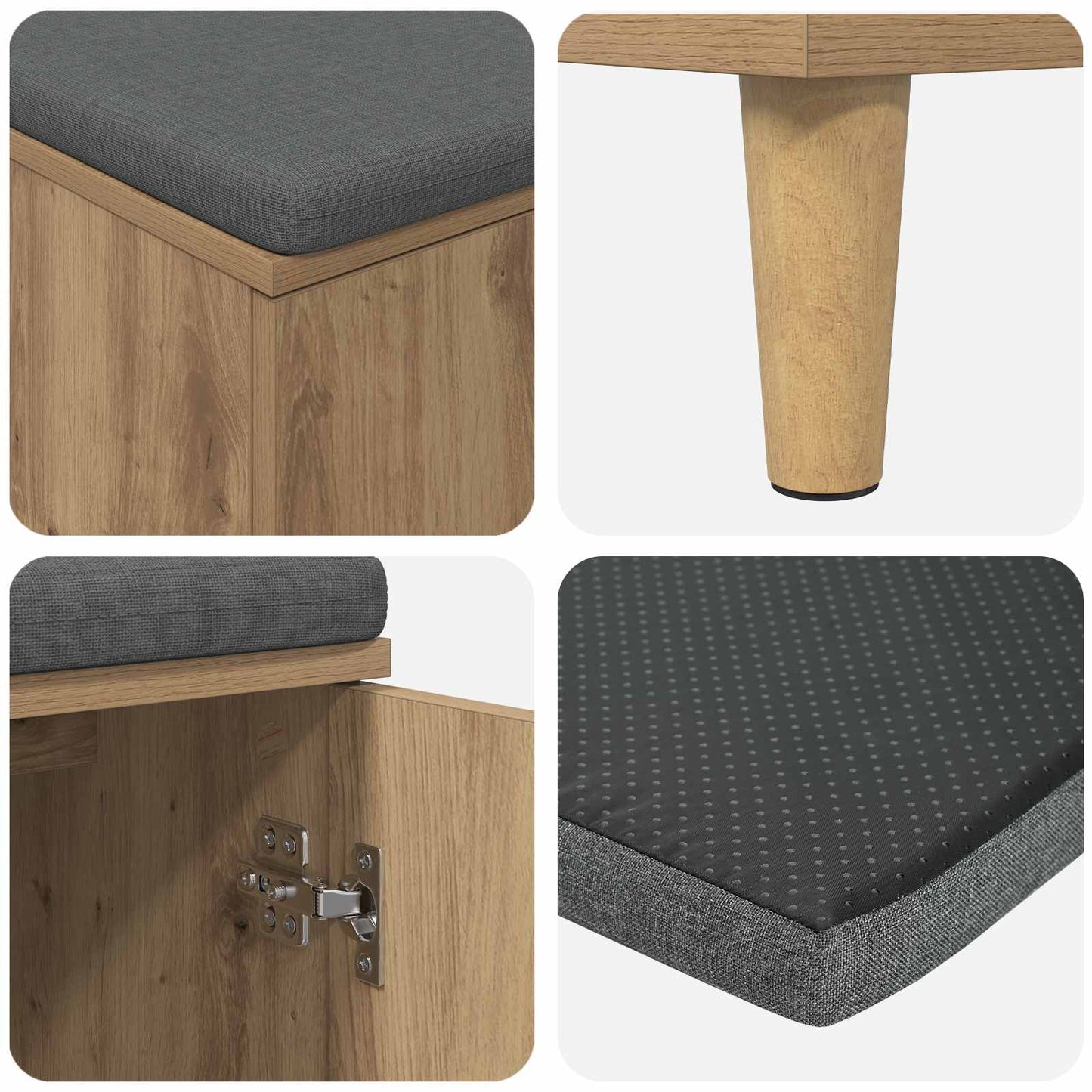 Hallbænk Artisan Eg 80 x 38 x 46 cm Kunstigt træ og stof