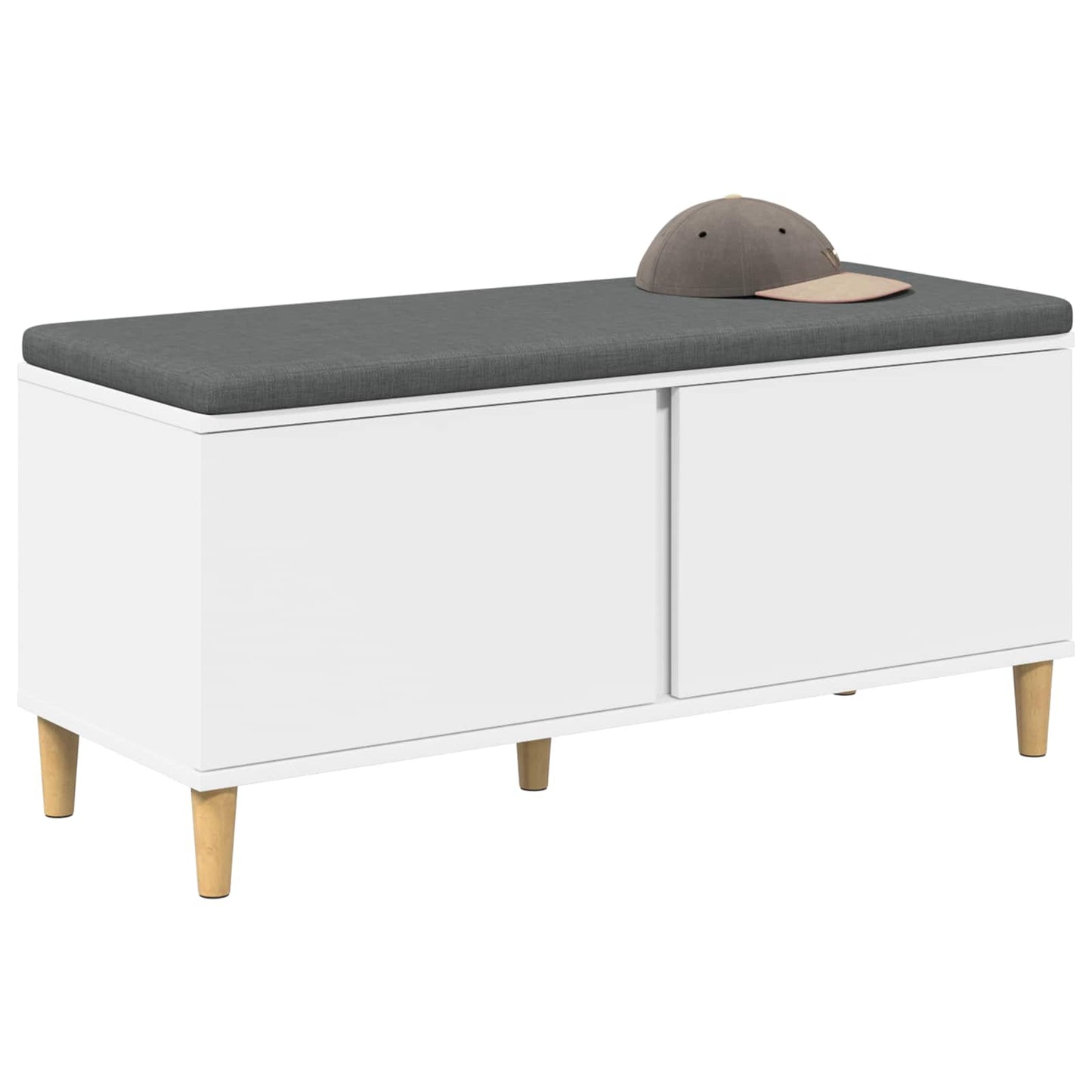 Hallbænk med pude Hvid 100 x 38 x 46 cm Kunstigt træ og stof