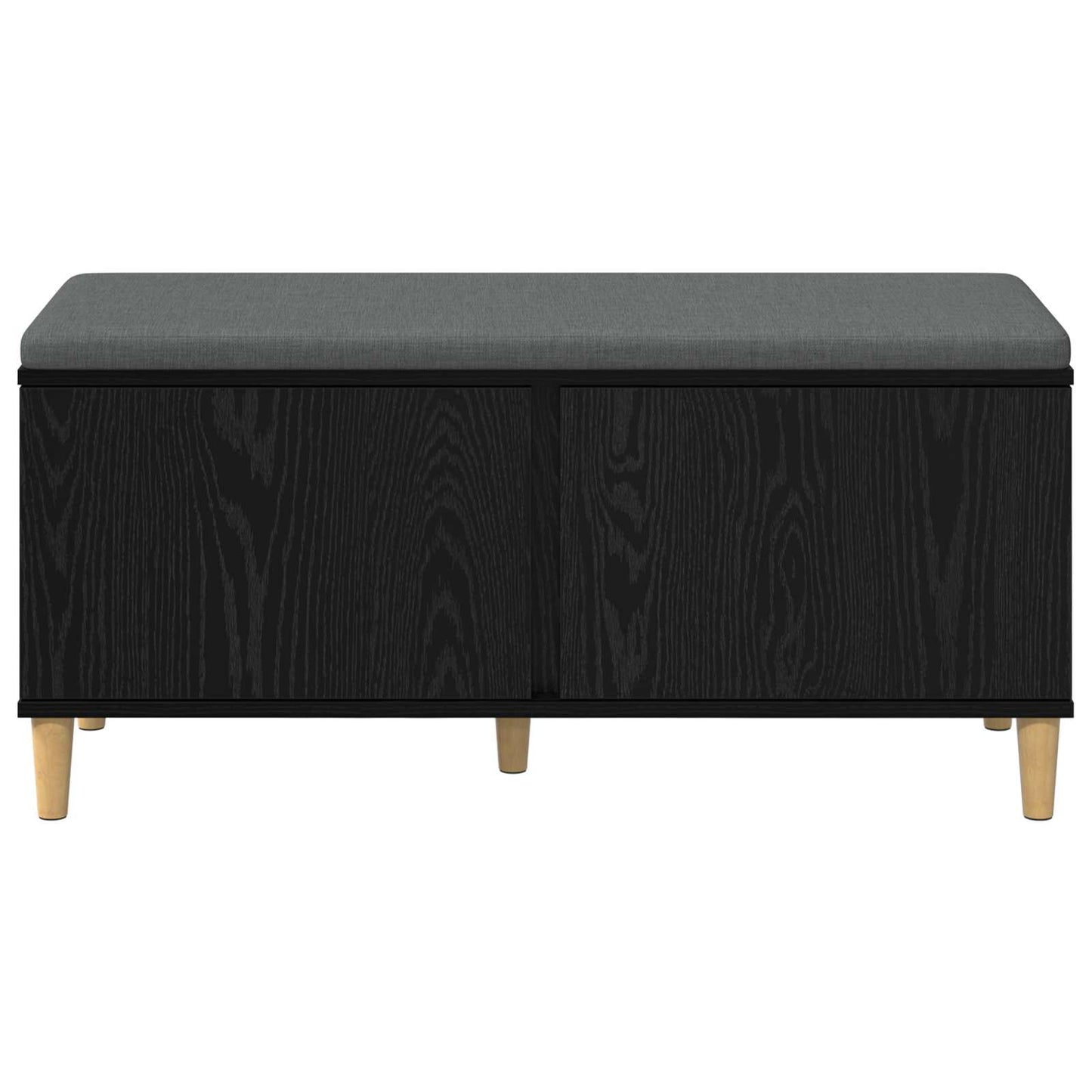 Hallbænk med pude Sort Eg 100 x 38 x 46 cm Kunstigt træ og stof
