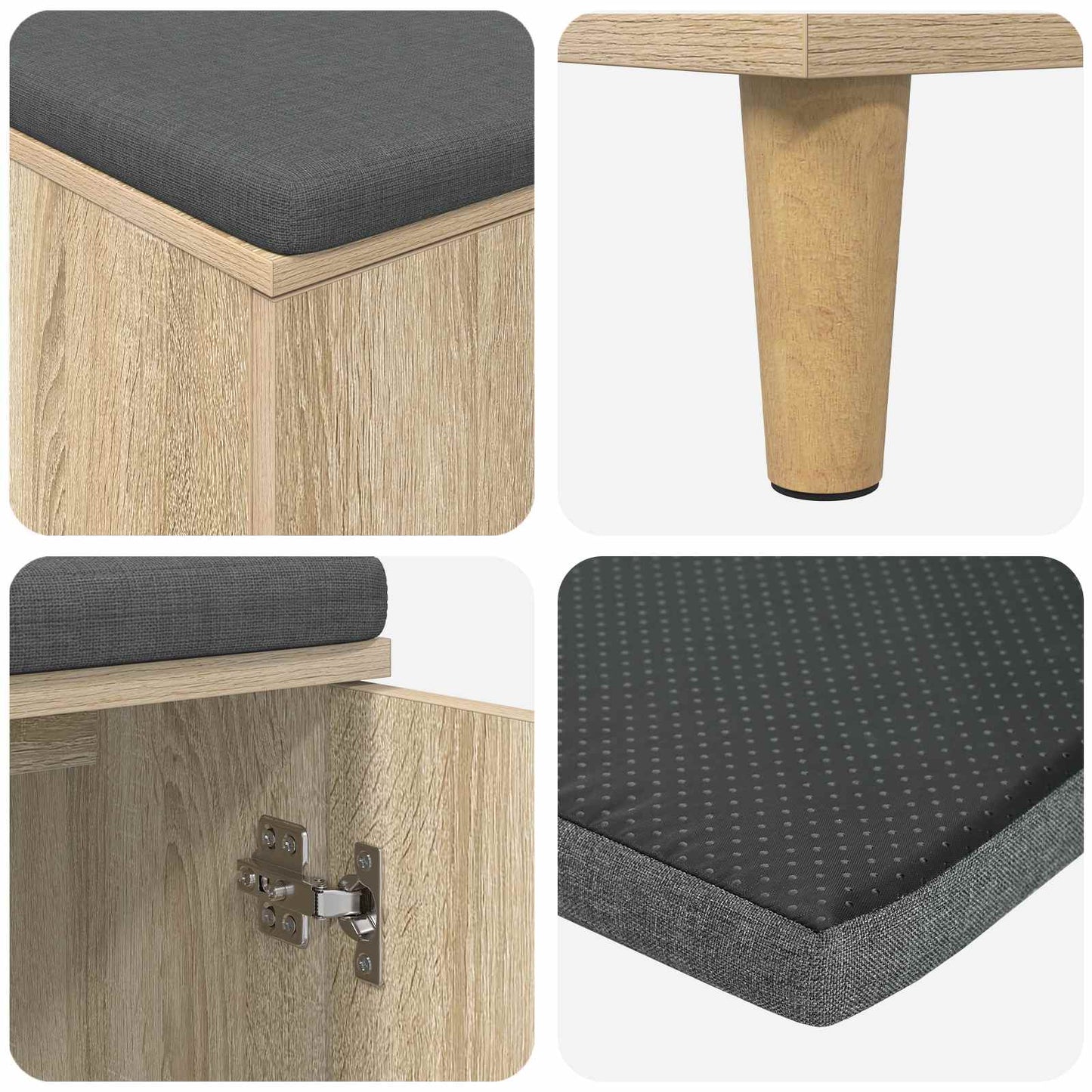 Hallbænk Sonoma eg 100 x 38 x 46 cm Kunstigt træ og stof