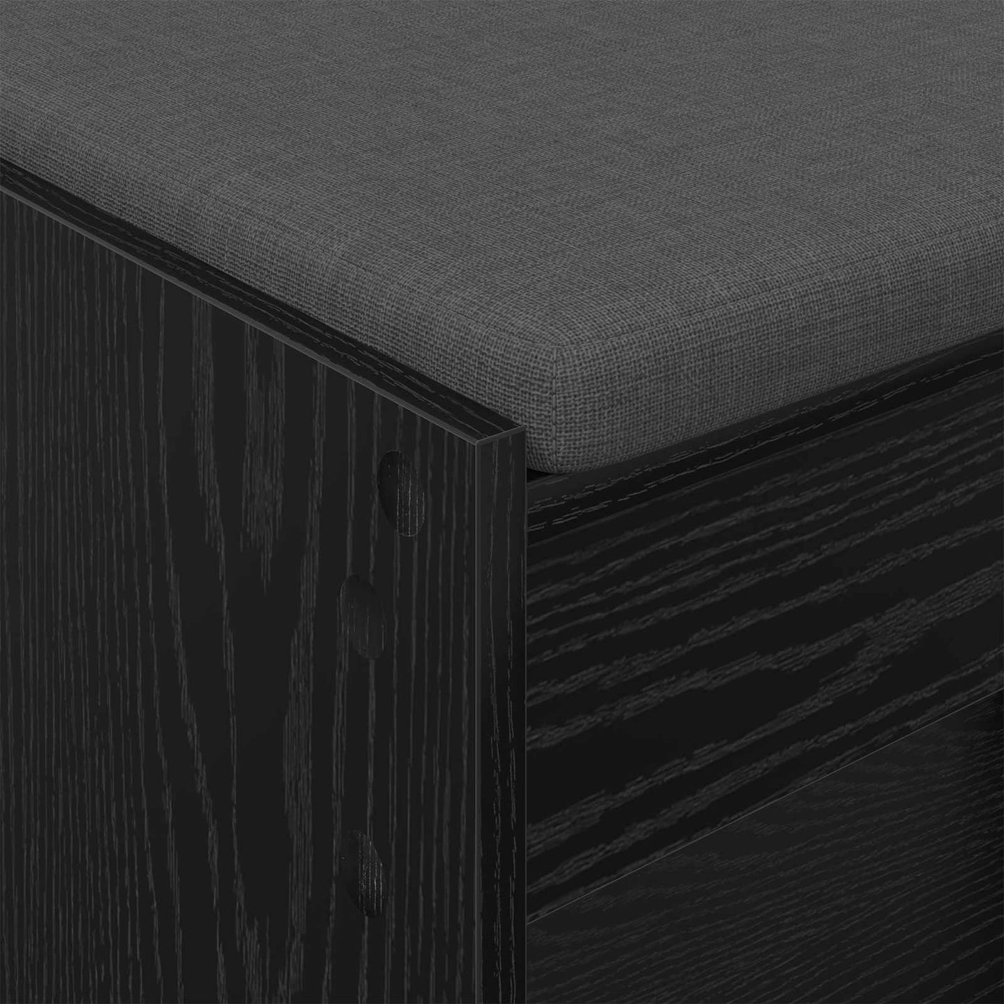 Hallbænk med pude Sort Eg 63 x 38 x 45 cm Kunstigt træ og stof