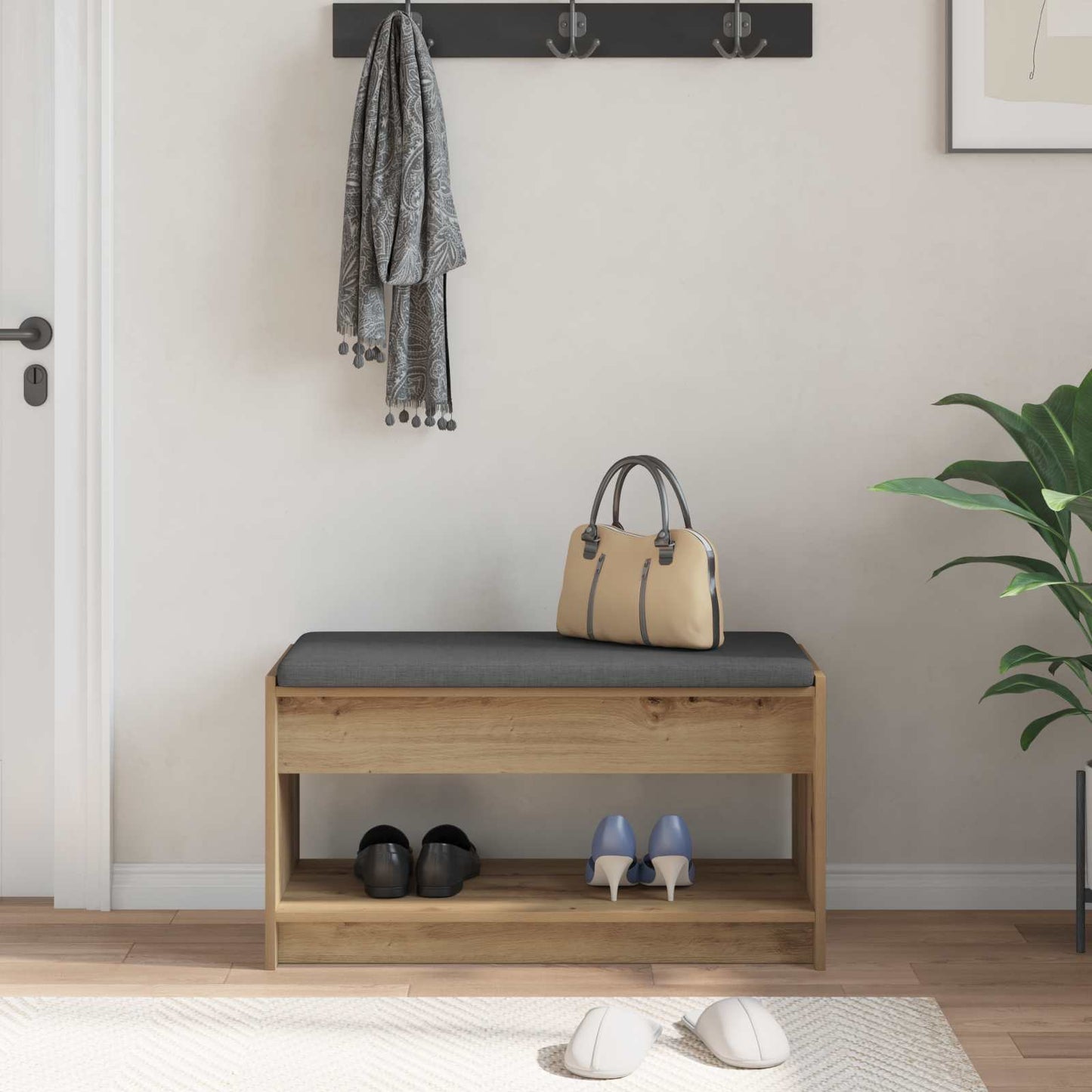 Hallbænk Artisan Eg 83 x 38 x 45 cm Kunstigt træ og stof