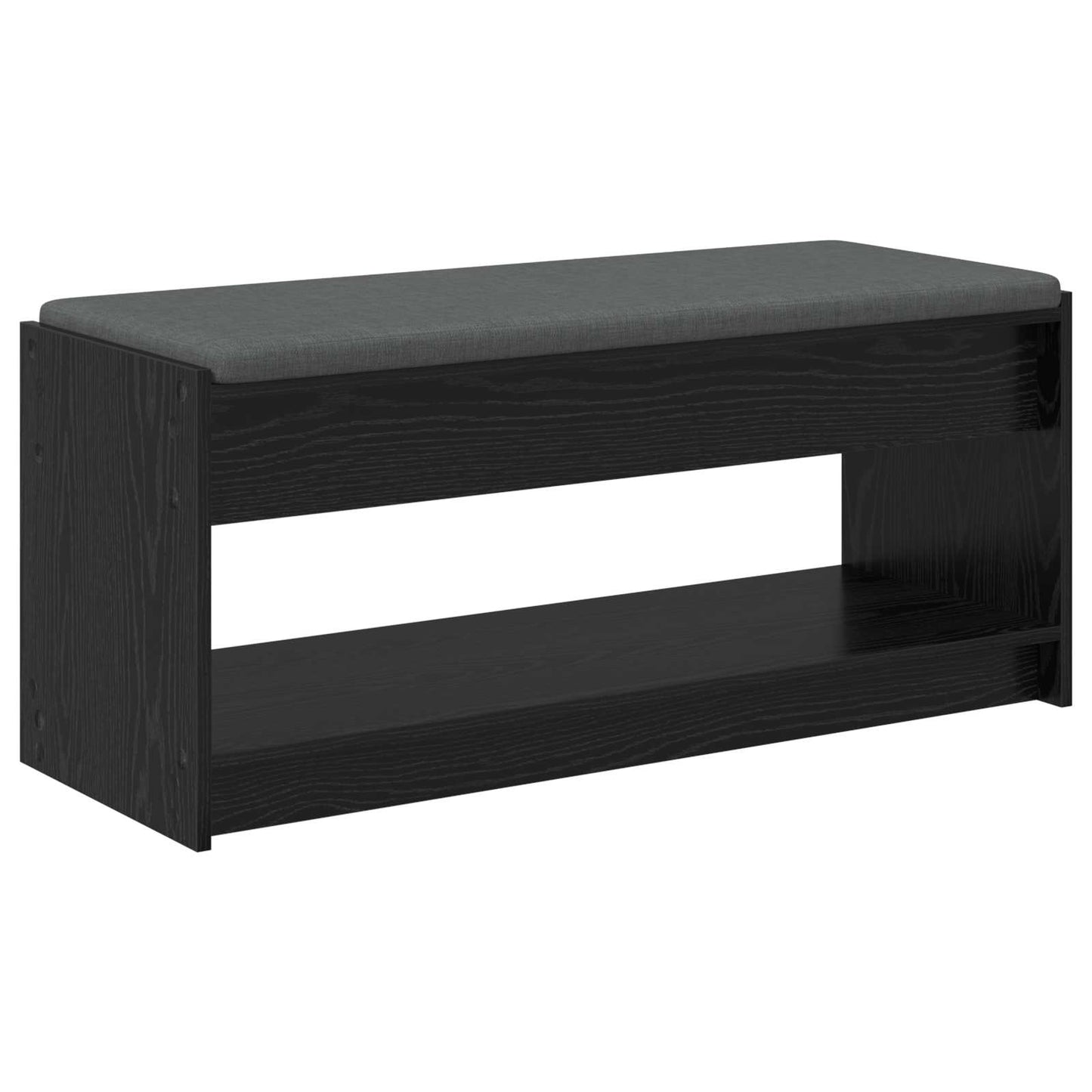 Hallbænk med pude Sort Eg 103 x 38 x 45 cm Kunstigt træ og stof