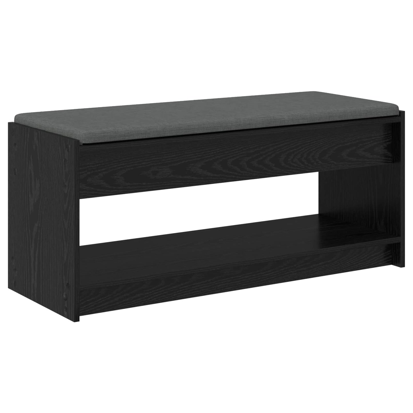 Hallbænk med pude Sort Eg 103 x 38 x 45 cm Kunstigt træ og stof