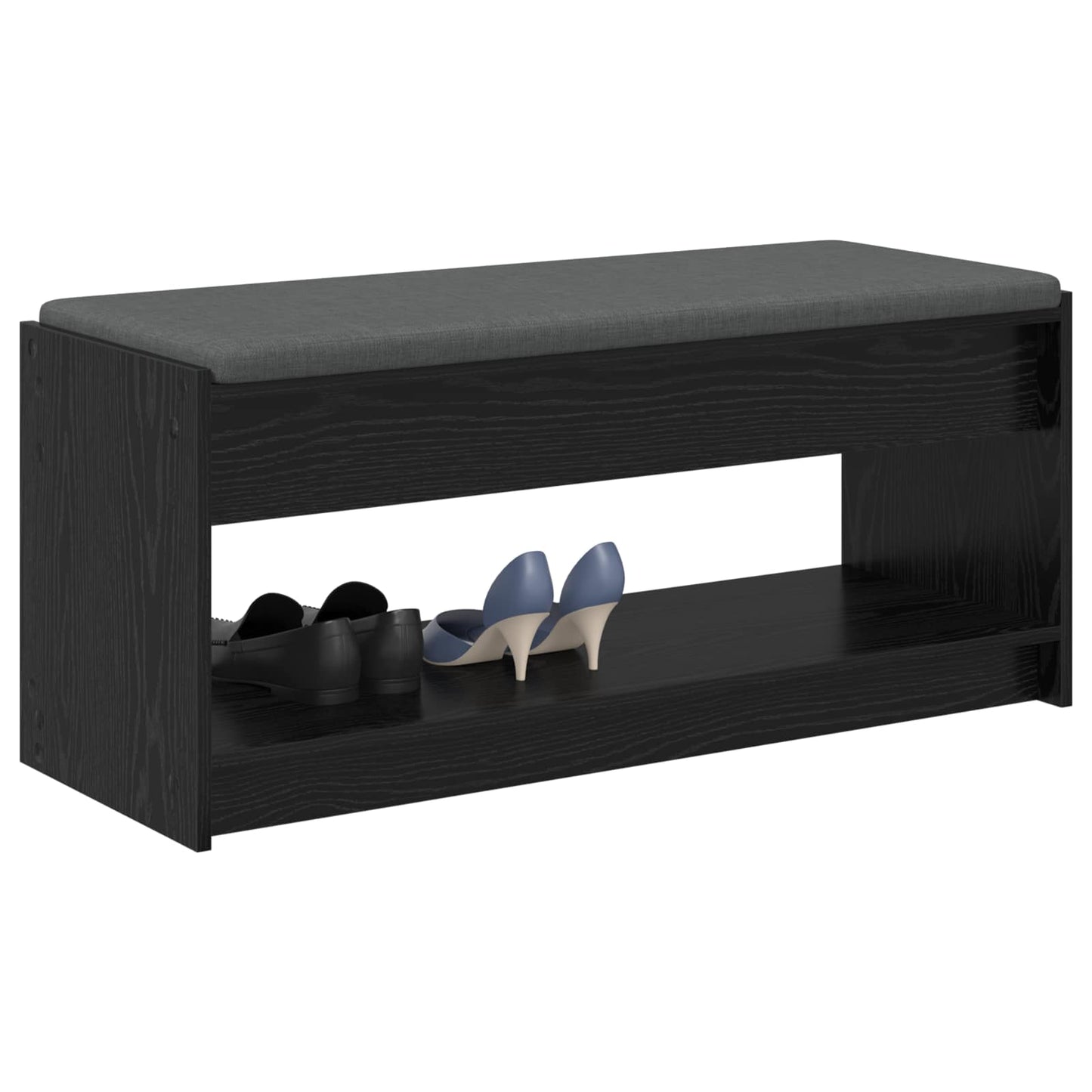 Hallbænk med pude Sort Eg 103 x 38 x 45 cm Kunstigt træ og stof