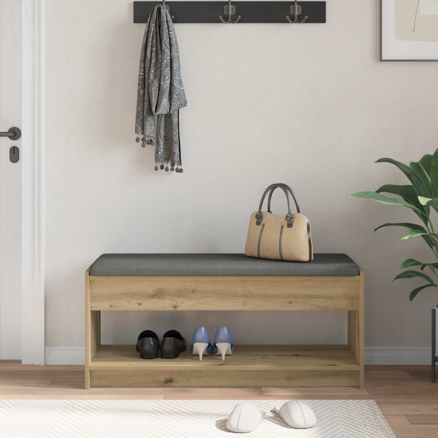 Hallbænk Artisan Eg 103 x 38 x 45 cm Kunstigt træ og stof