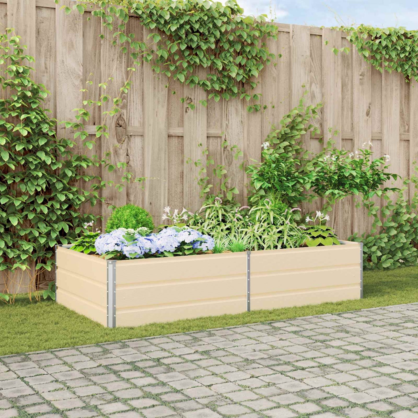 Plantekasse Elfenben 195 x 100 x 45 cm Galvaniseret stål