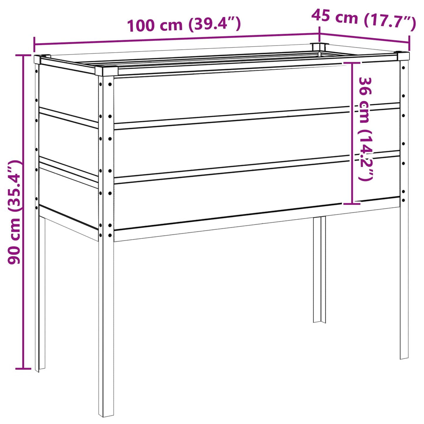 Plantekasse Lysegrå 100 x 45 x 90 cm Galvaniseret stål