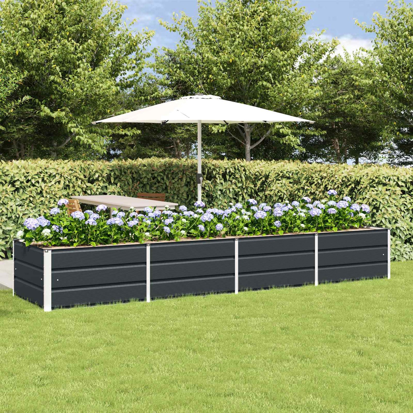 Plantekasse Antracit 320 x 80 x 45 cm Stål