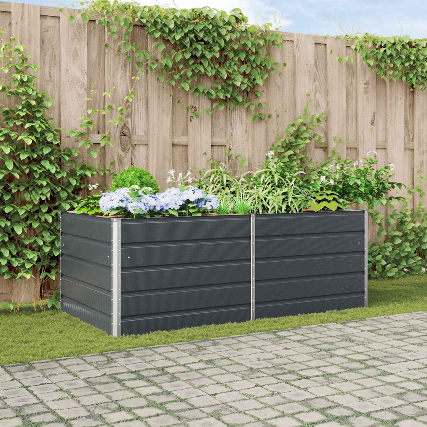 Plantekasse Antracit 195 x 100 x 75 cm Galvaniseret stål