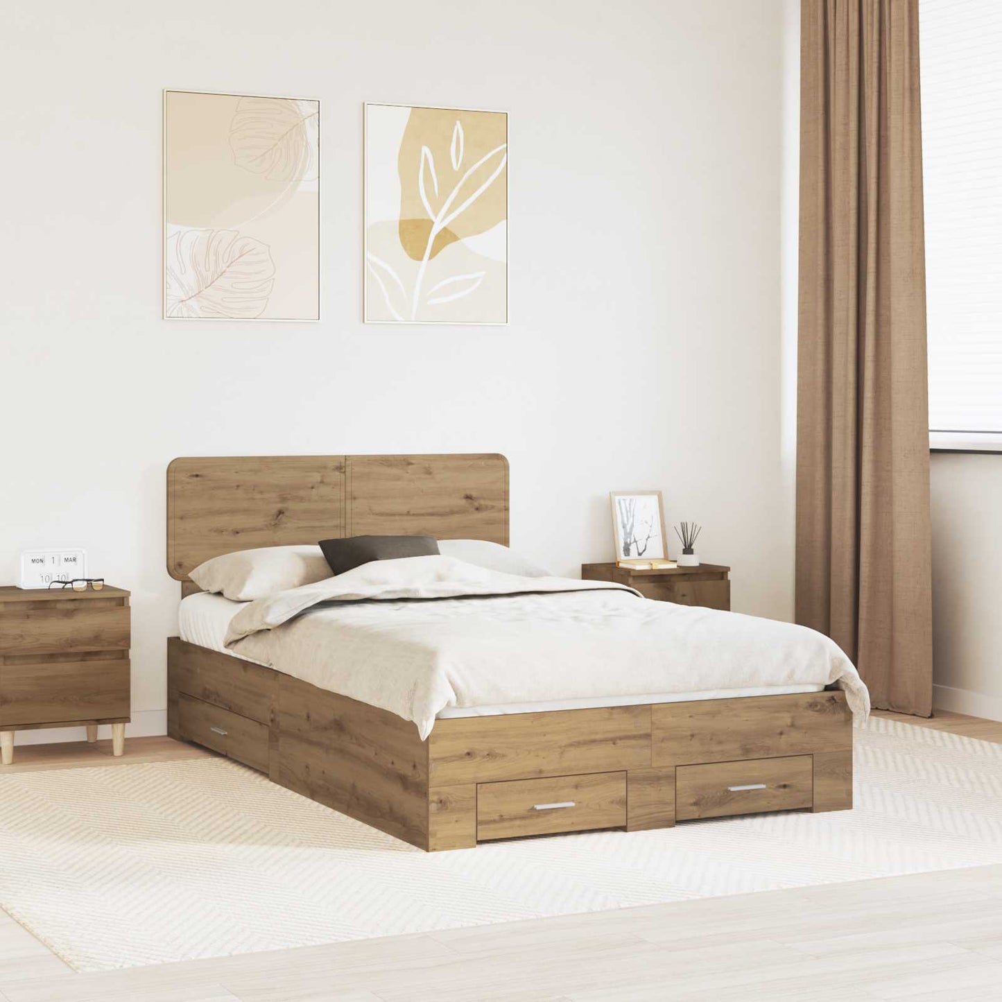 Sengestel Artisan Egetræ 120 x 190 cm Konstrueret træ