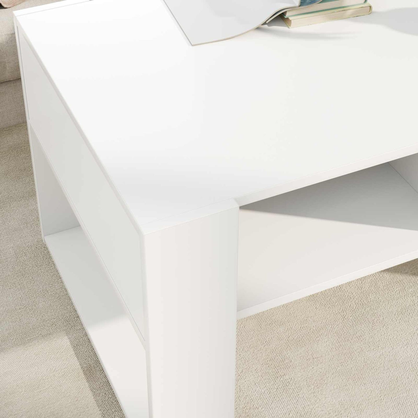 Sofabord med opbevaring Hvid 92 x 53 x 45 cm Konstrueret træ