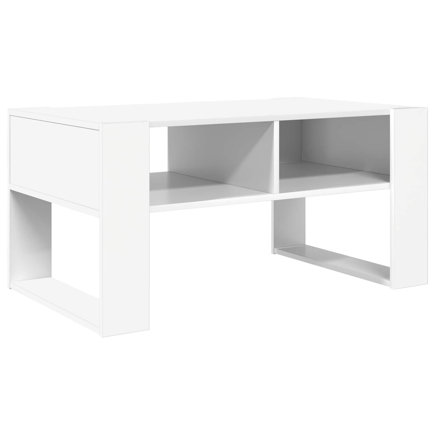Sofabord med opbevaring Hvid 92 x 53 x 45 cm Konstrueret træ