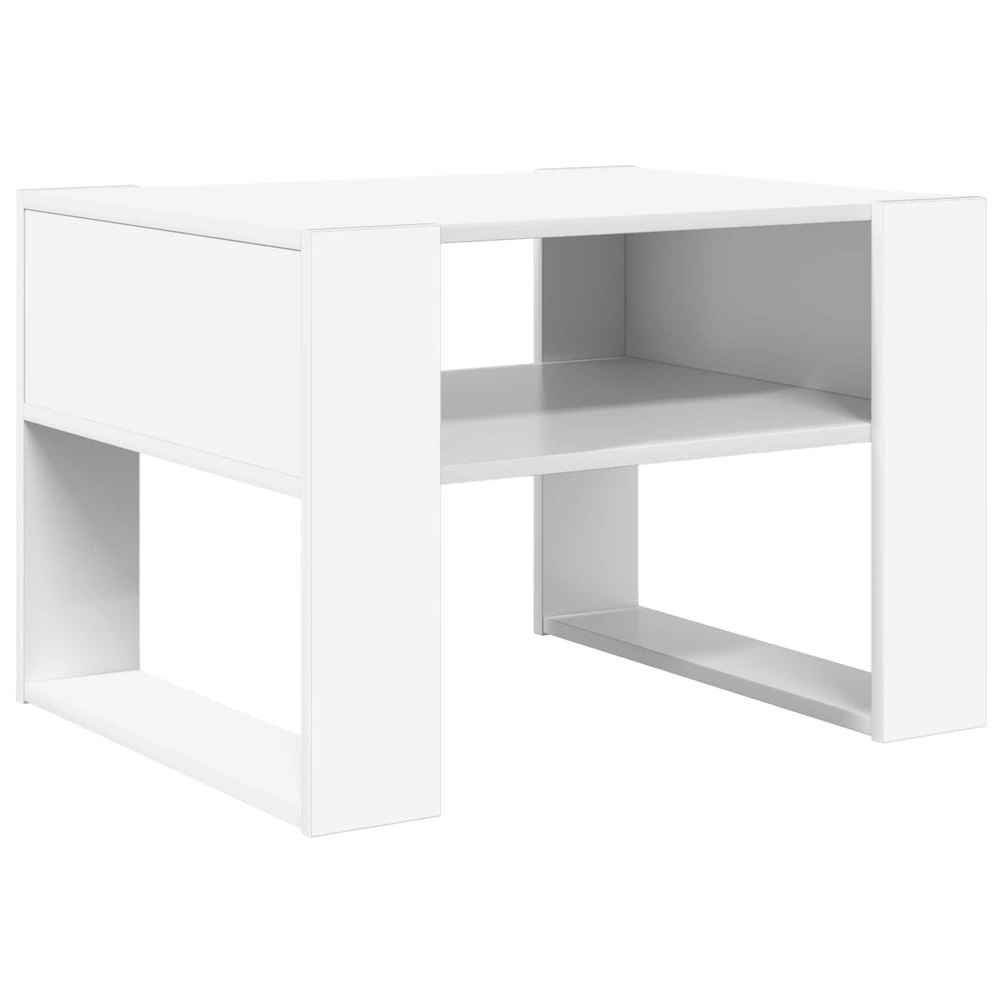 Sofabord med opbevaring Hvid 66 x 53 x 45 cm Konstrueret træ