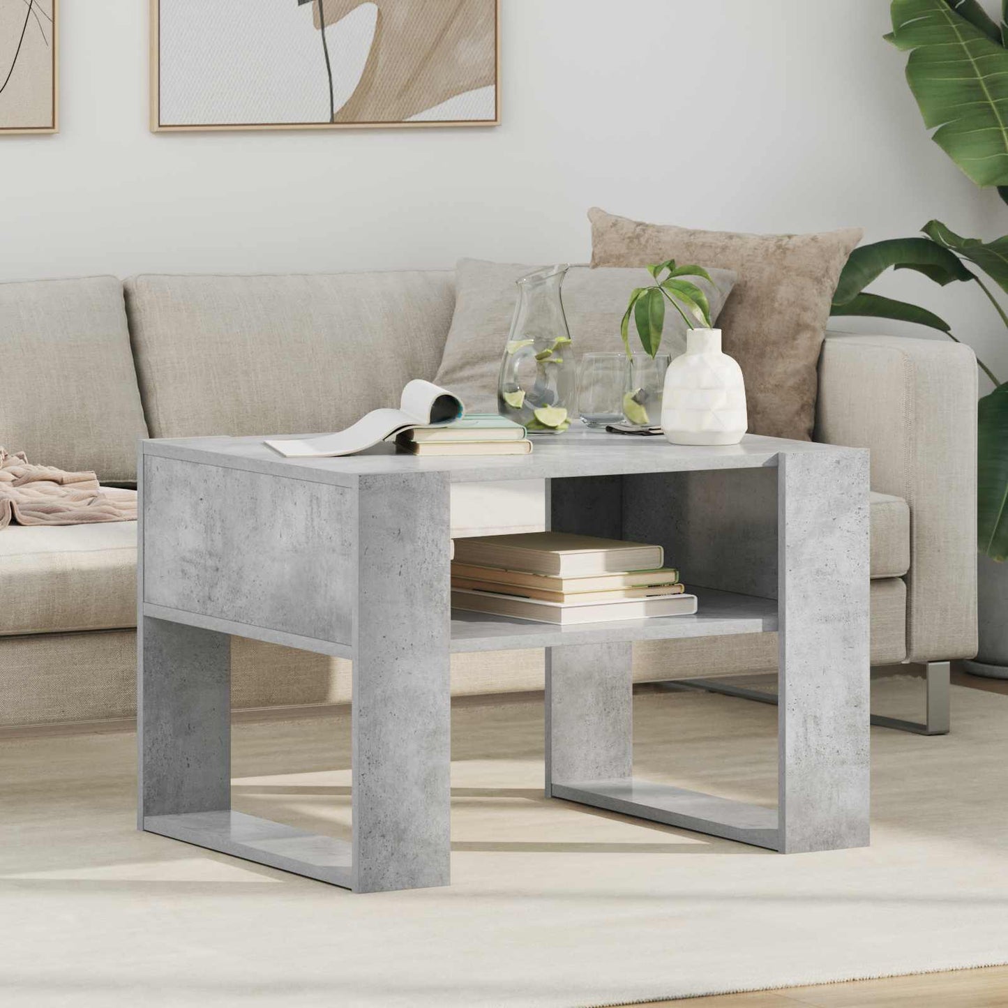 Sofabord Beton Grå 66 x 53 x 45 cm Konstrueret træ