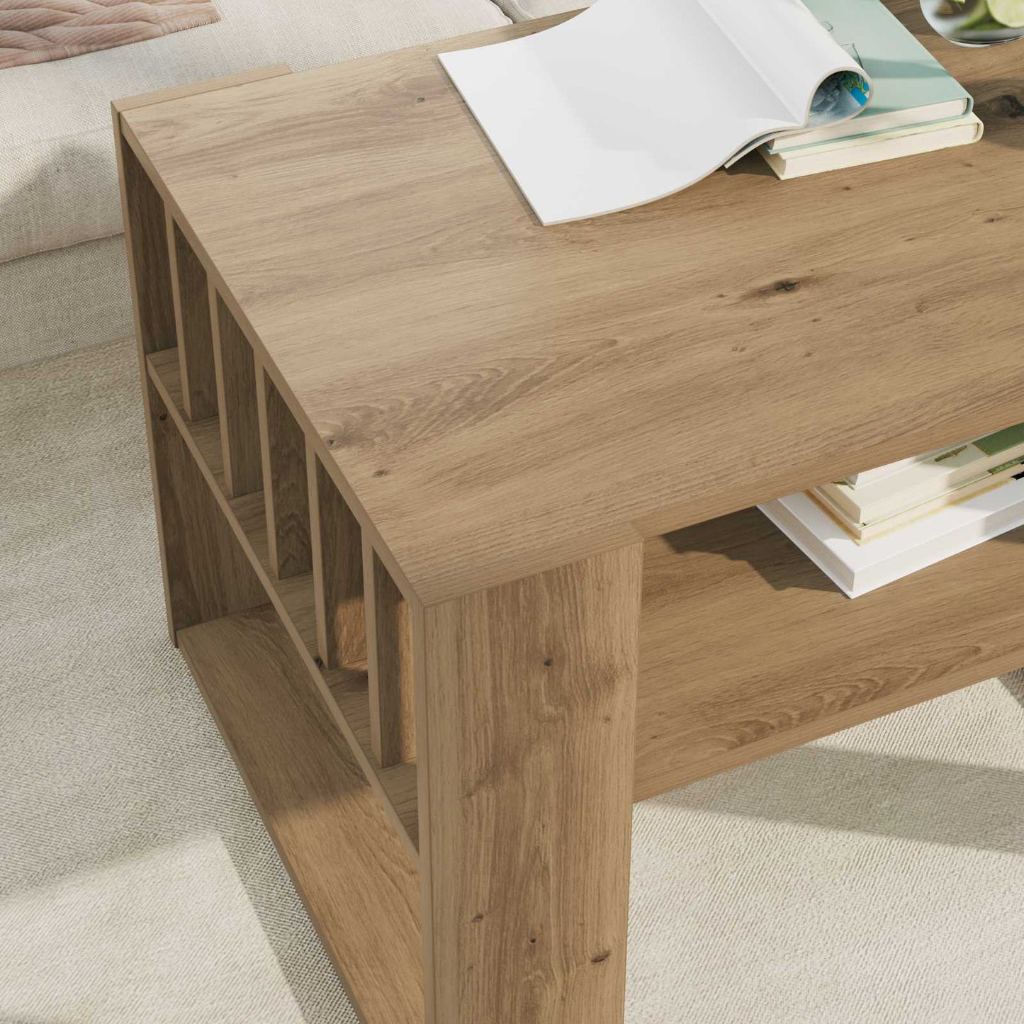 Sofabord Artisan Egetræ 66 x 49,5 x 45 cm Konstrueret træ