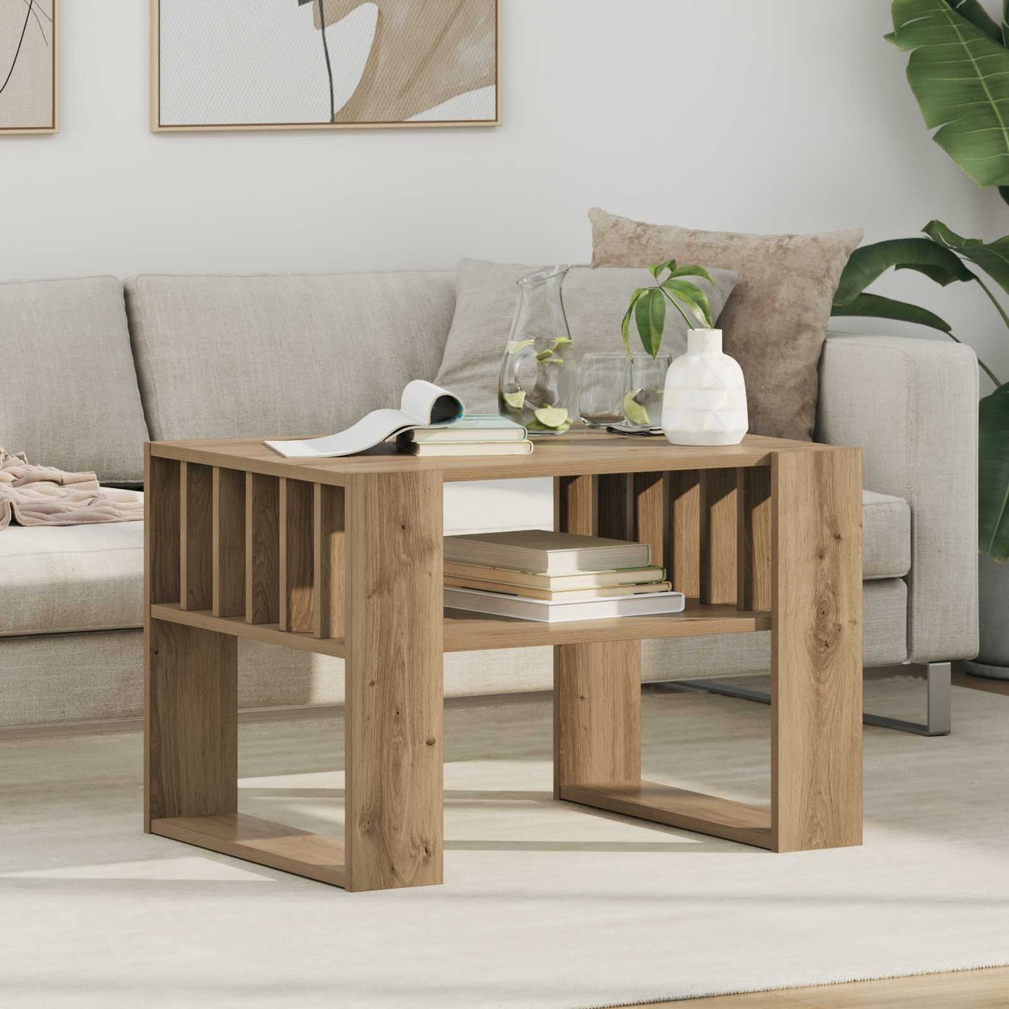 Sofabord Artisan Egetræ 66 x 49,5 x 45 cm Konstrueret træ