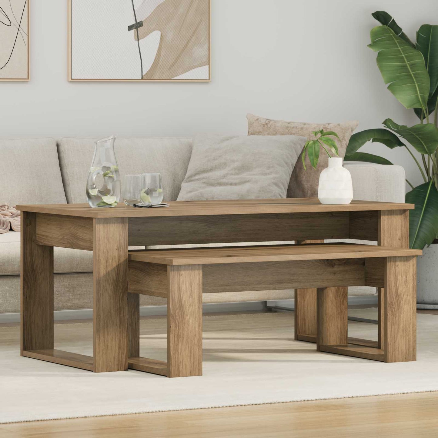 Kaffebord Sæt 2 pcs Artisan Egetræ 100 x 50 x 42 cm