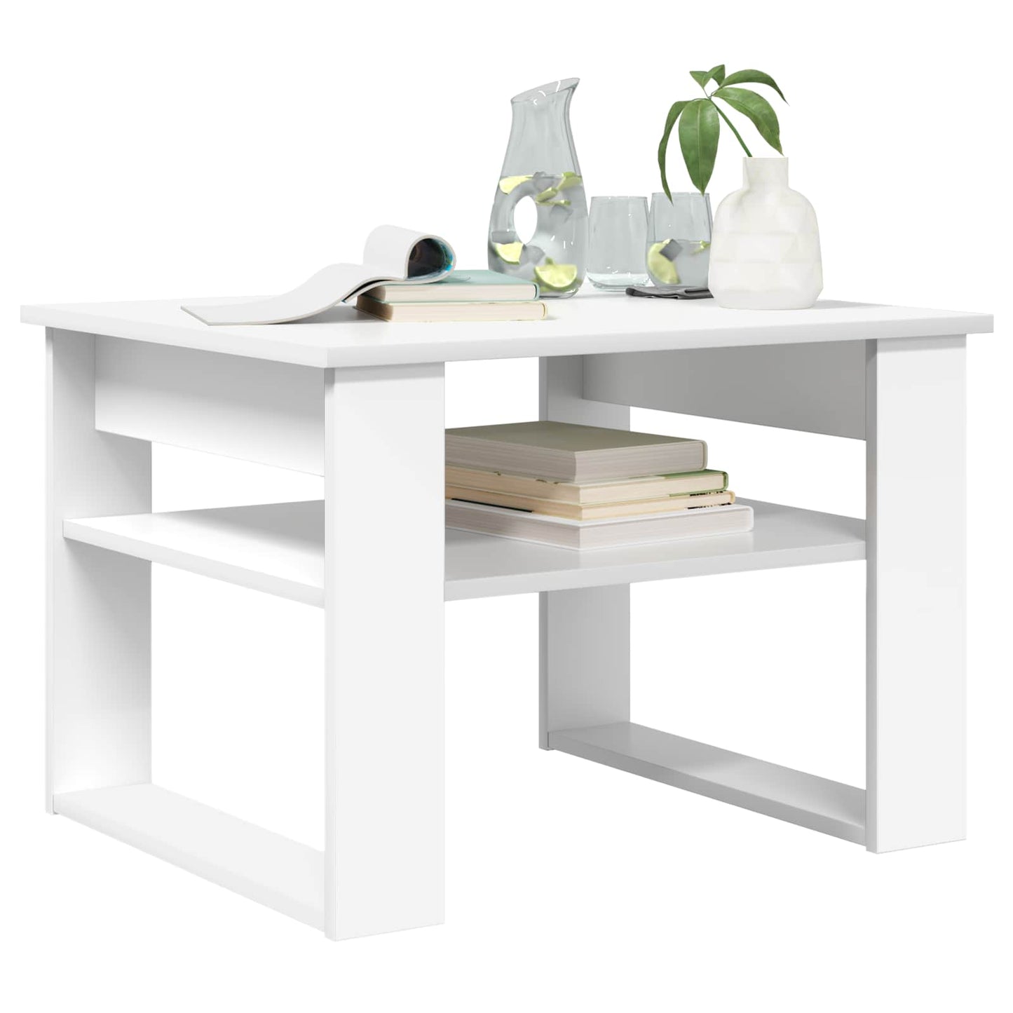 Sofabord med opbevaring Hvid 64 x 54 x 44 cm Konstrueret træ