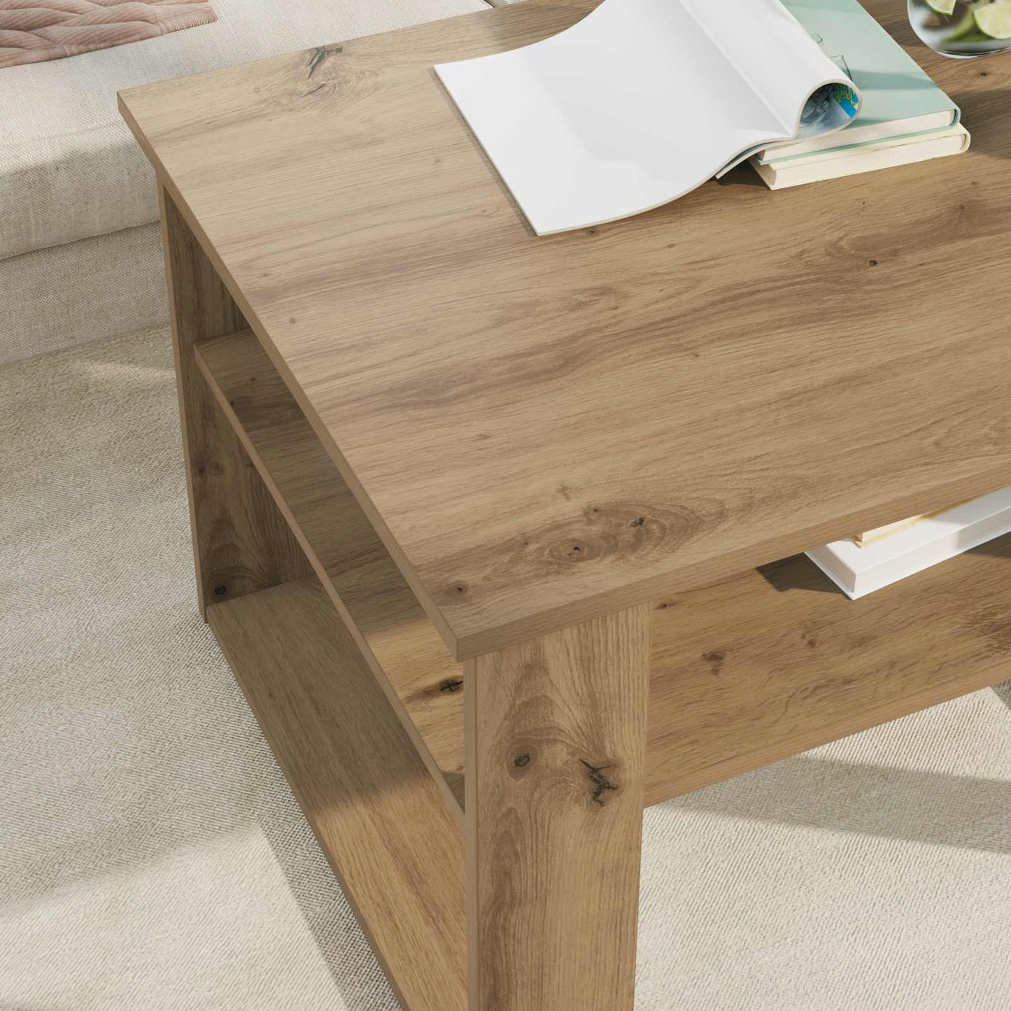 Sofabord Artisan Egetræ 64 x 54 x 44 cm Konstrueret træ