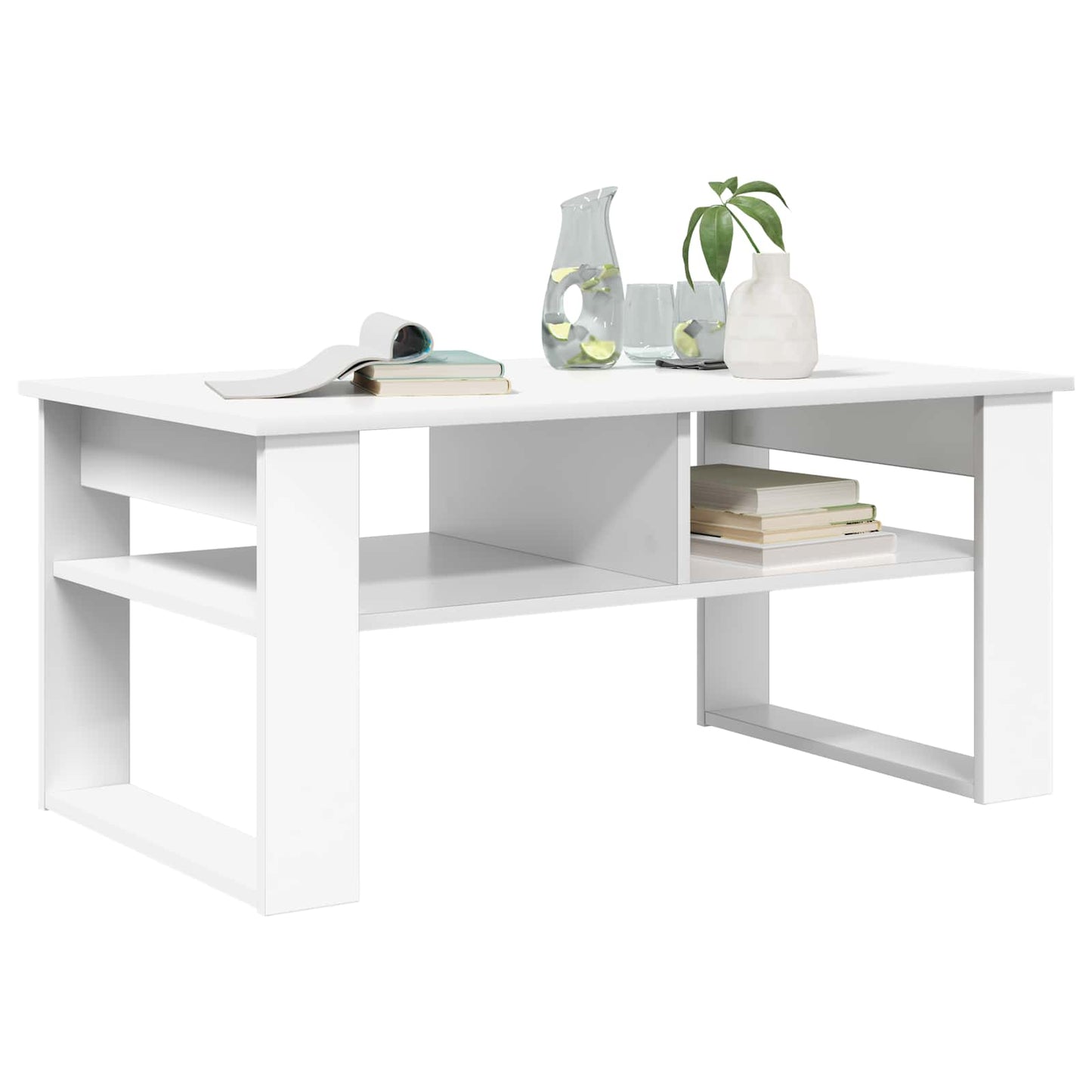 Sofabord med opbevaring Hvid 96 x 54 x 44 cm Konstrueret træ
