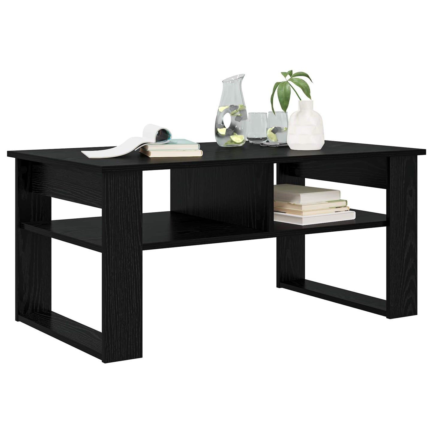 Sofabord med opbevaring Sort eg 96 x 54 x 44 cm Konstrueret træ