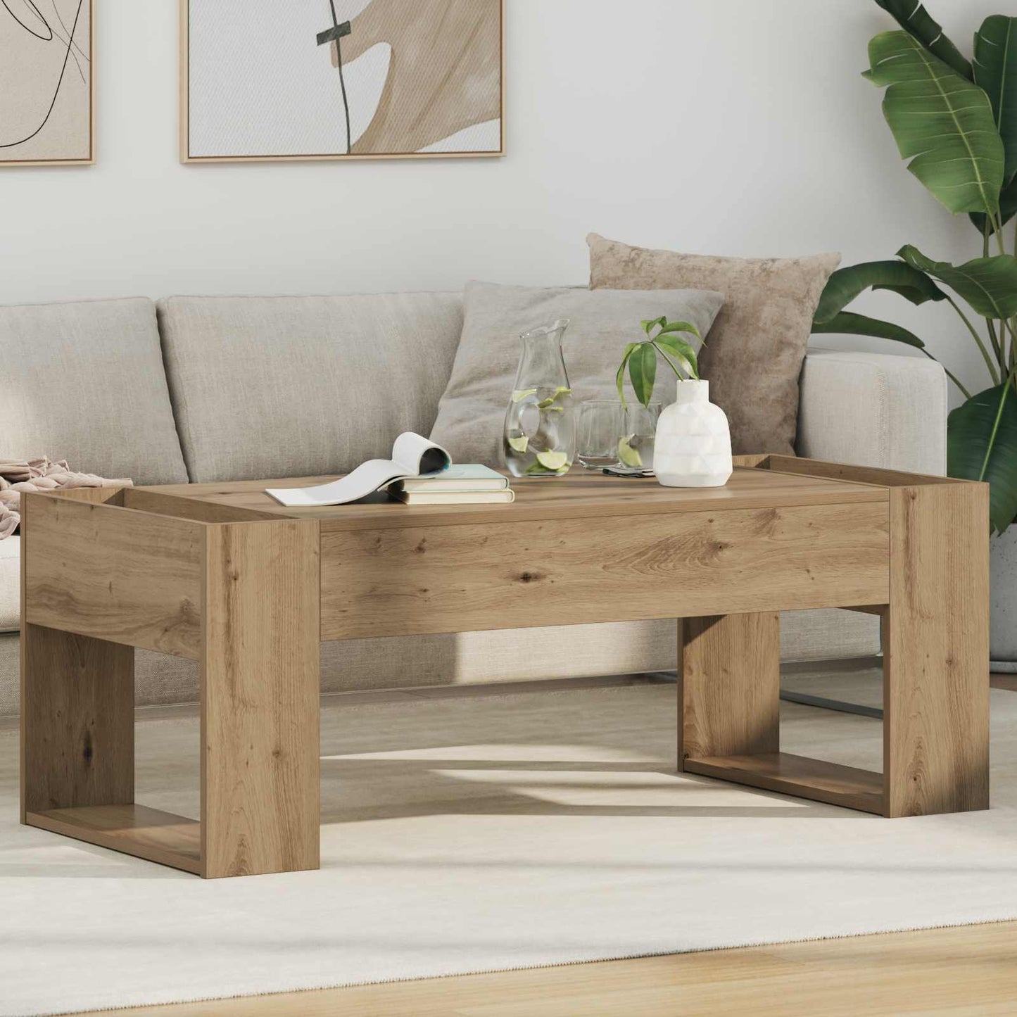 Sofabord Artisan Egetræ 110 x 50 x 41 cm Konstrueret træ