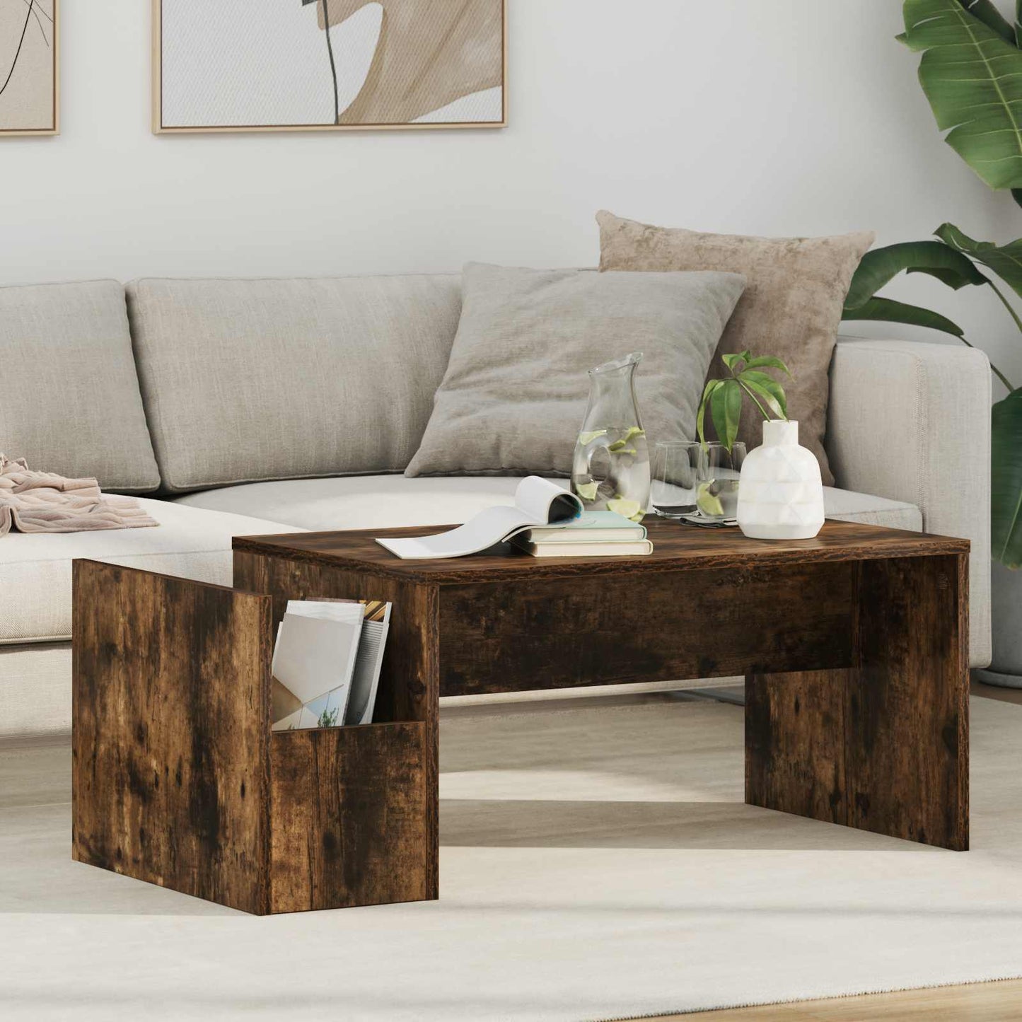Sofabord Røget eg 90 x 45 x 35 cm Konstrueret træ