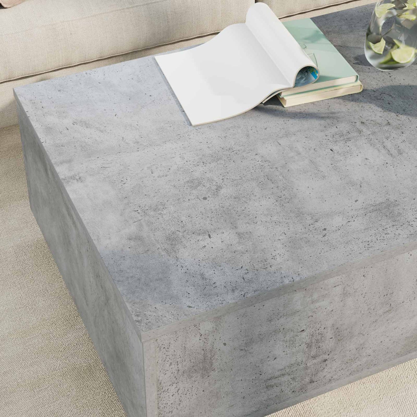 Sofabord Beton Grå 95 x 55 x 31 cm Konstrueret træ