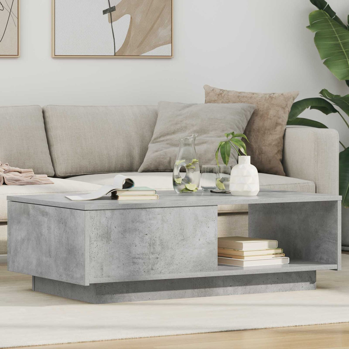 Sofabord Beton Grå 95 x 55 x 31 cm Konstrueret træ