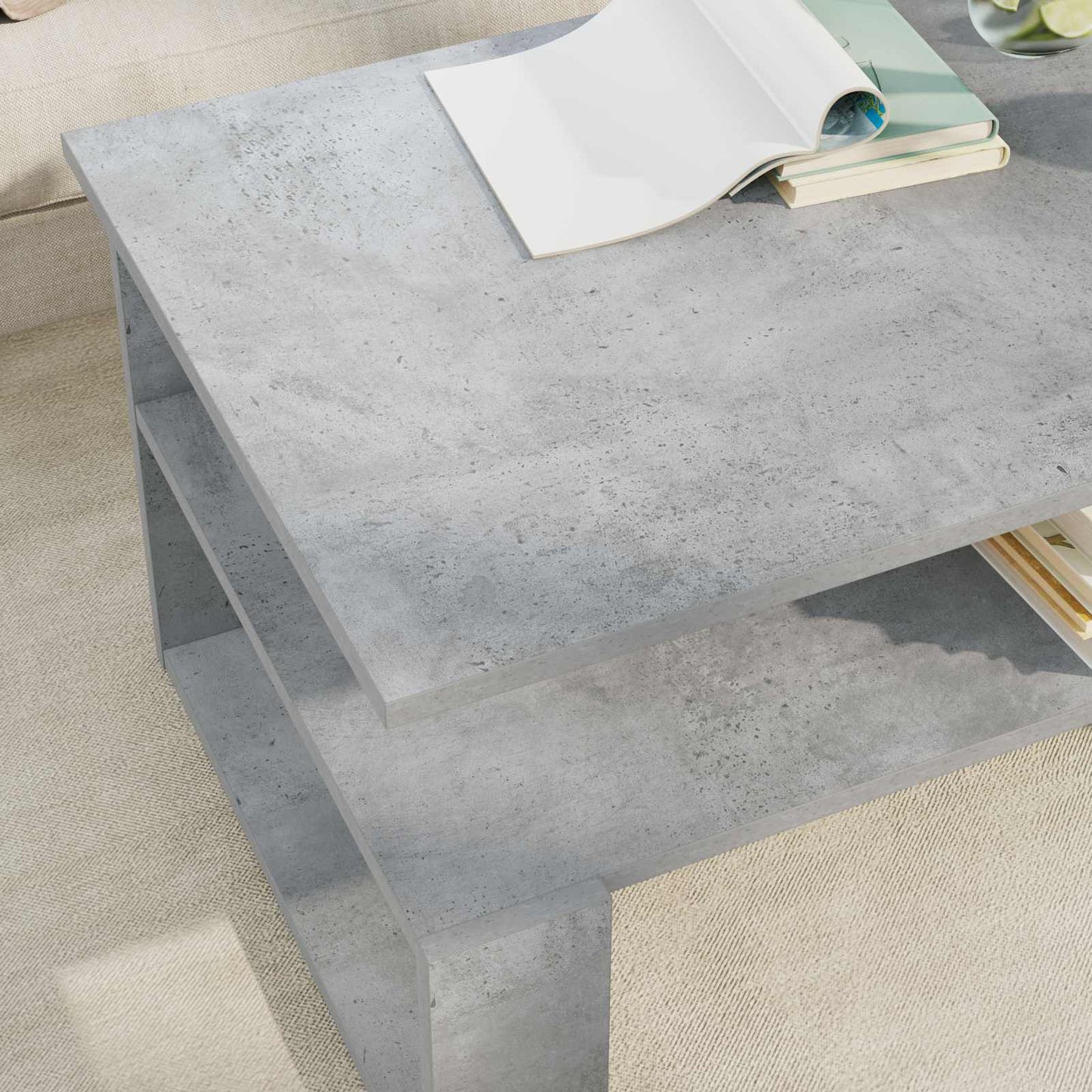 Sofabord Beton Grå 90 x 50 x 40 cm Konstrueret træ