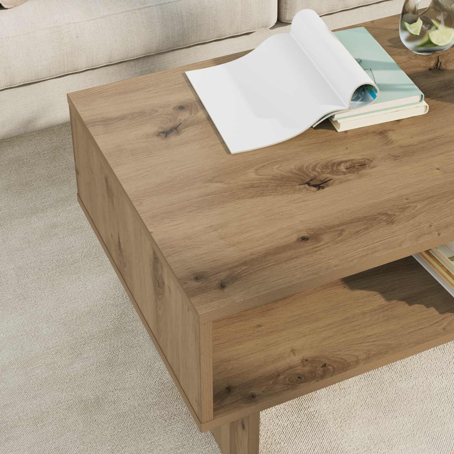 Sofabord Artisan Egetræ 80 x 46 x 35 cm Konstrueret træ