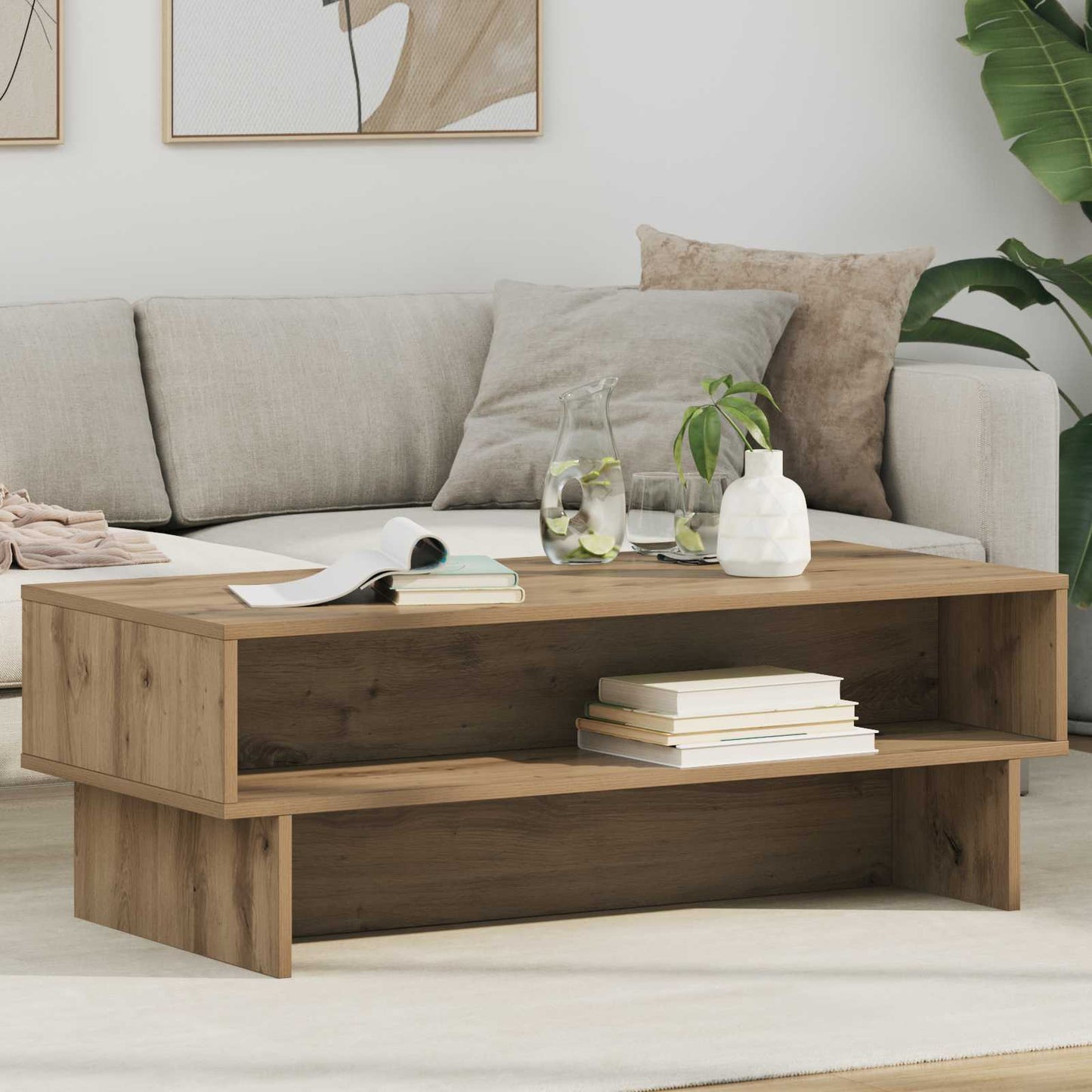 Sofabord Artisan Egetræ 100 x 46 x 35 cm Konstrueret træ
