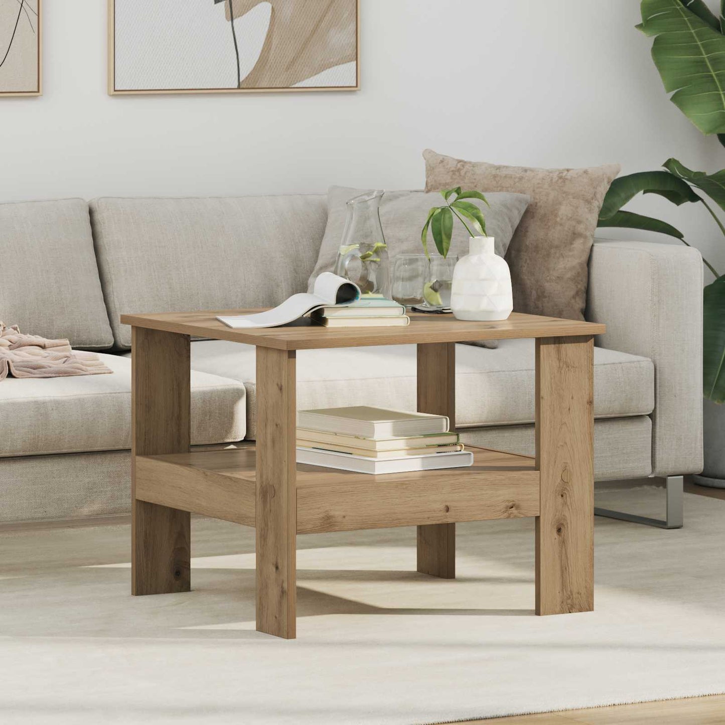 Sofabord Artisan Egetræ 57 x 55 x 45 cm Konstrueret træ