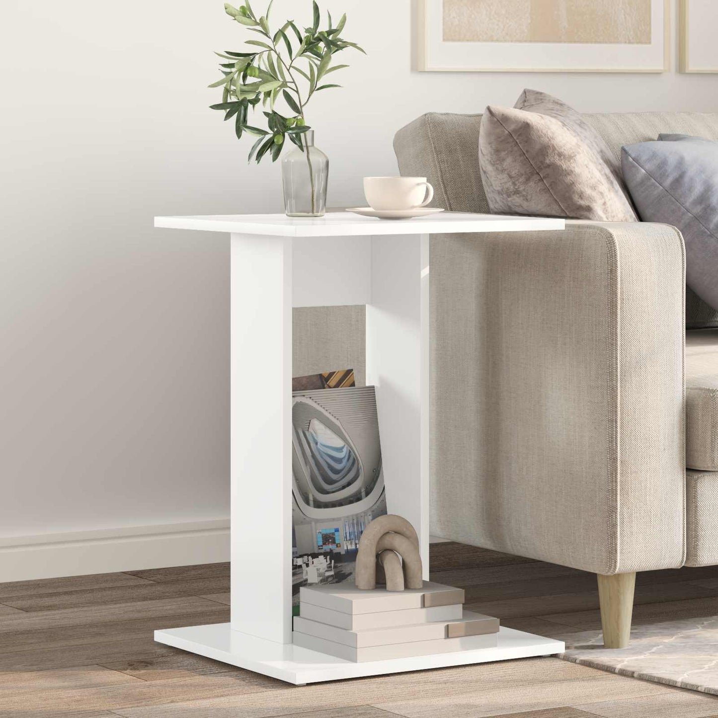 Sidebord Hvid 45 x 40 x 62,5 cm Konstrueret træ