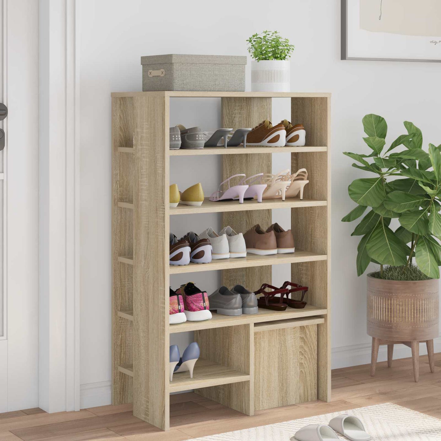 Sko skab med hylde 2 pcs Sonoma eg Konstrueret træ