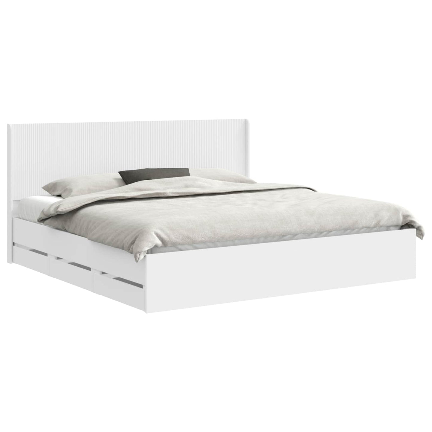 Sengestel med opbevaring og hovedgærde Hvid 200 x 200 cm