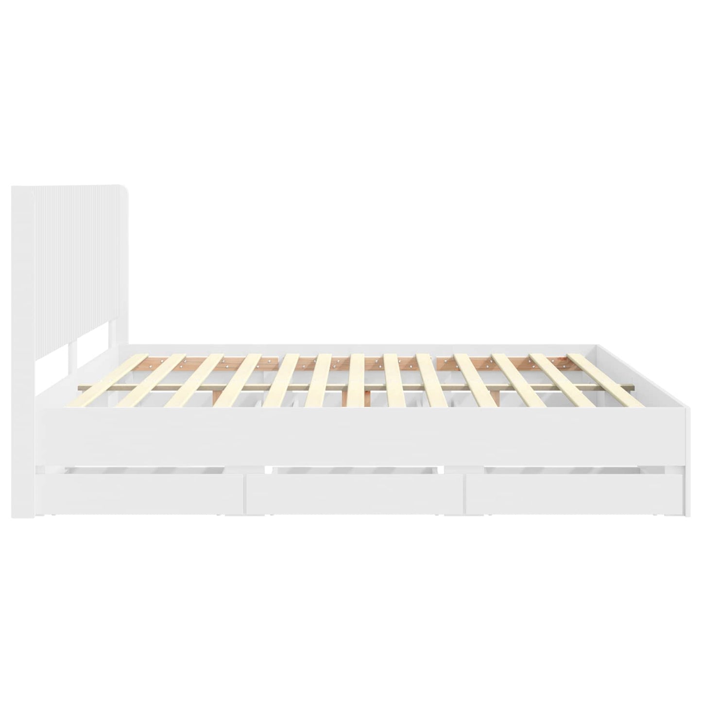 Sengestel med opbevaring og hovedgærde Hvid 200 x 200 cm