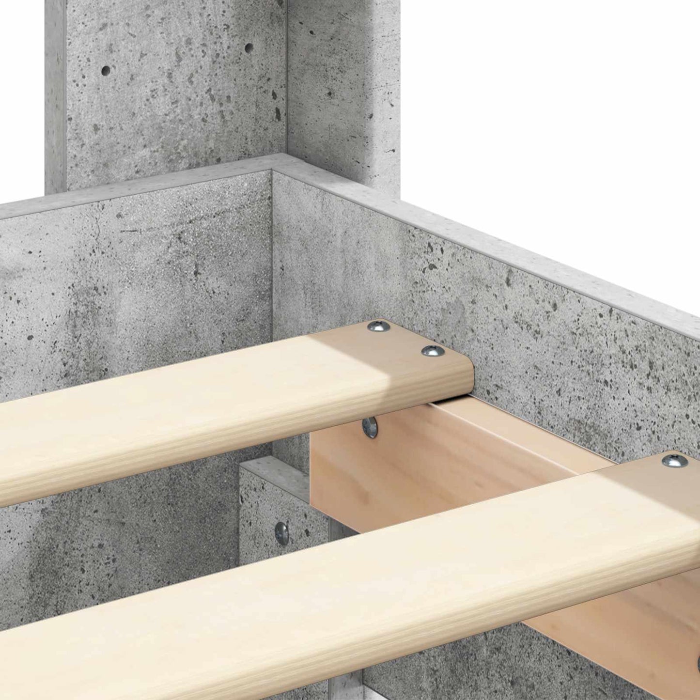 Sengestel med opbevaring og hovedgærde Betongrå 200 x 200 cm