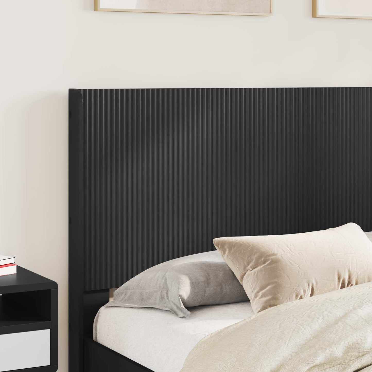 Sengestel med opbevaring og hovedgærde Sort 150 x 200 cm